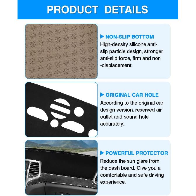 Cartist Dashboard Cover Mat For 2011-   Jeep Grand Cherokee Accessories Dash Cover Suede Dash Mat Sunshade Glare UV Rays Protector (NOT For Jeep