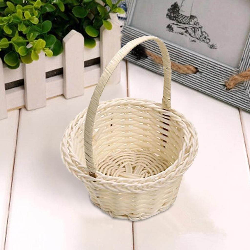 3 Shapes Beautiful Hand Made Flower Storage Basket Hand-Woven Wicker Flower Basket Shopping Storage Hamper Basket