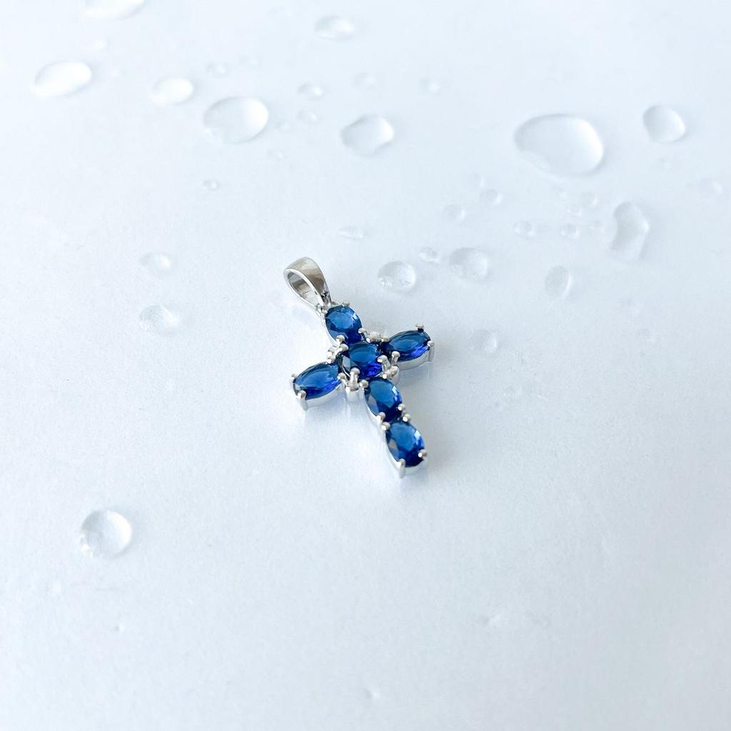 Silver Cross with Sapphire Nano 1.9ct (2140986)