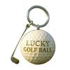 1/2Pcs Lucky Golf Ball Engraved Keychain with Metal Golf Club Charm Golf Equipment Accessory Backpack Bag Car Key Pendant