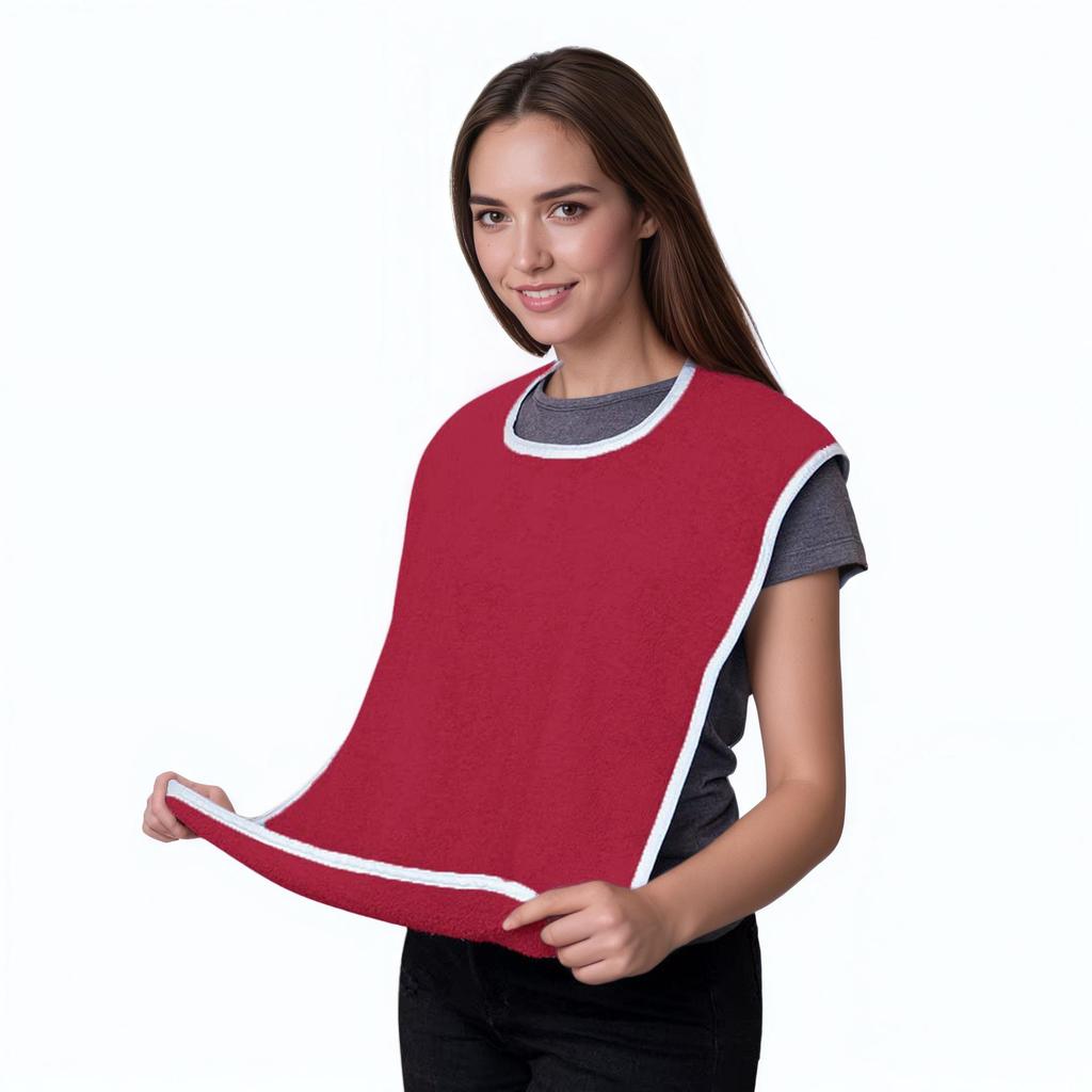 Stain-Resistant Bib with Pocket for Elderly Care and Mealtime Assistance