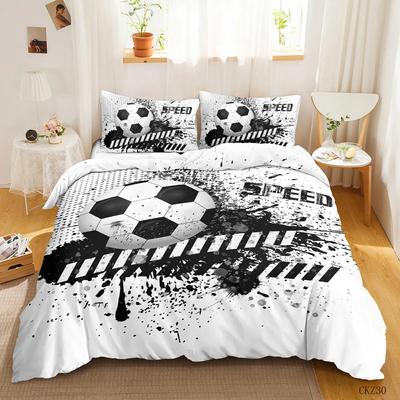 Fußball Bettbezug Set Fußball Bettdeckenbezug für Kinder Mädchen Teenager Sportthema Atmungsaktiv Let's Go Twin Polyester Steppdeckenbezug