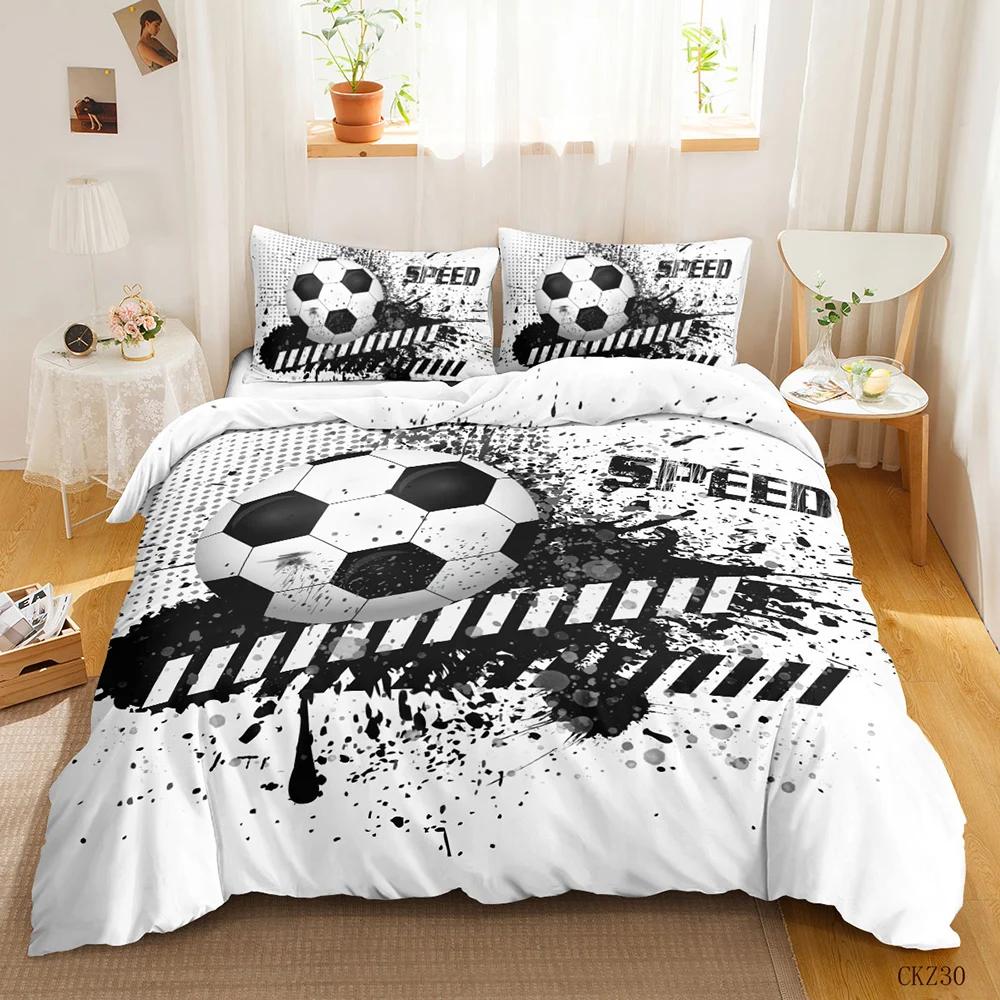 Soccer Duvet Cover Set Soccer Comforter Cover for Kids Girls Teens Sports Theme Breathable Let's Go Twin Polyester Qulit Cover