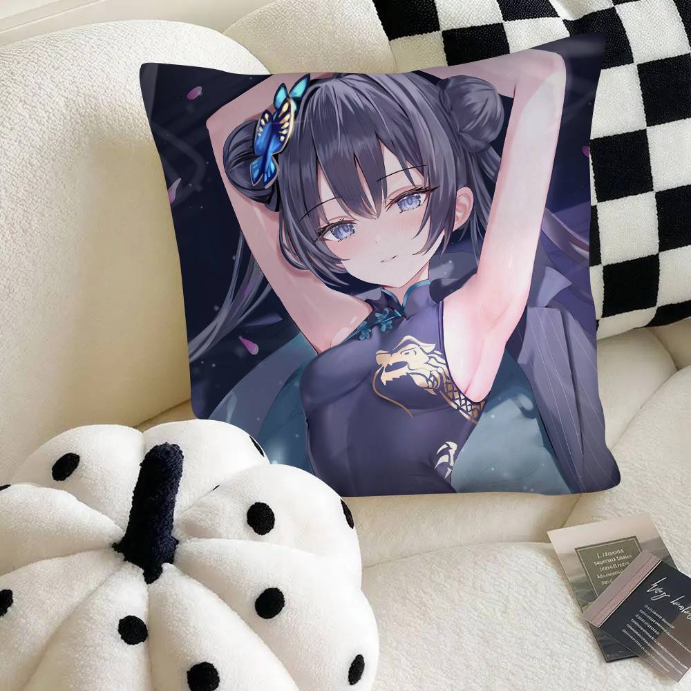 

Cheongsam Girl Kisaki Game Blue Archive Pillow Case Square Pillow Bedroom Sofa Leisure Comfort Cushion Car Home Decoration 16x16Inch