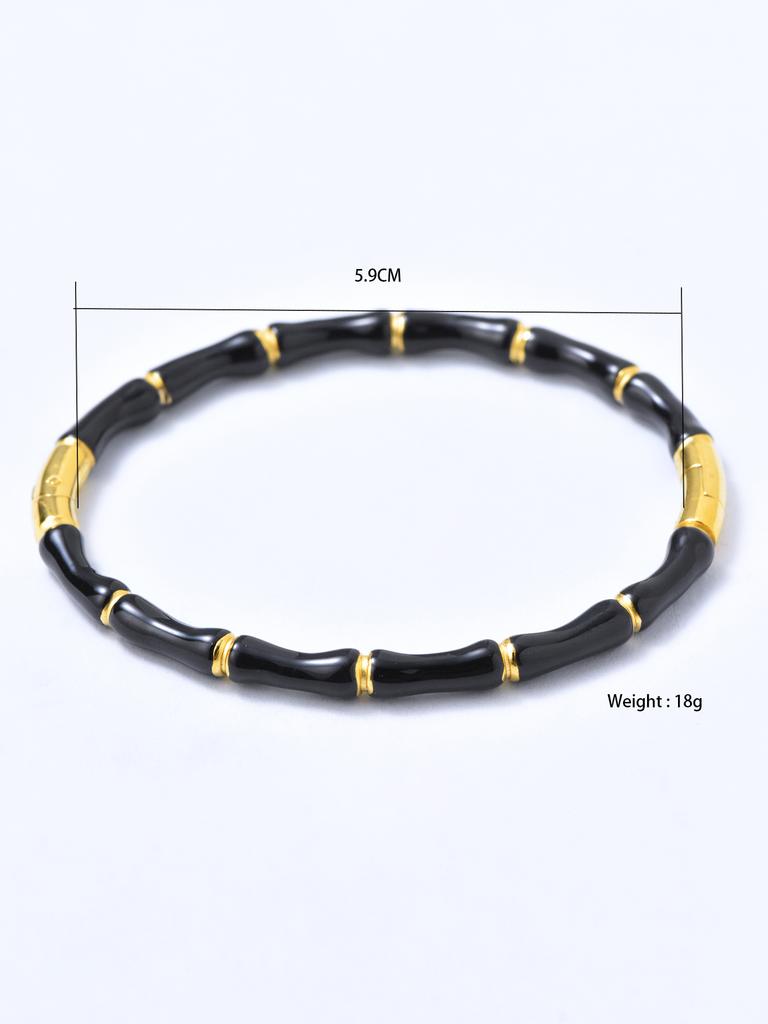 1 Piece 18k Gold Plated Stainless Steel Bamboo Bracelet Fashion Light Luxury Colourful Bracelet For Women's Daily Accessory