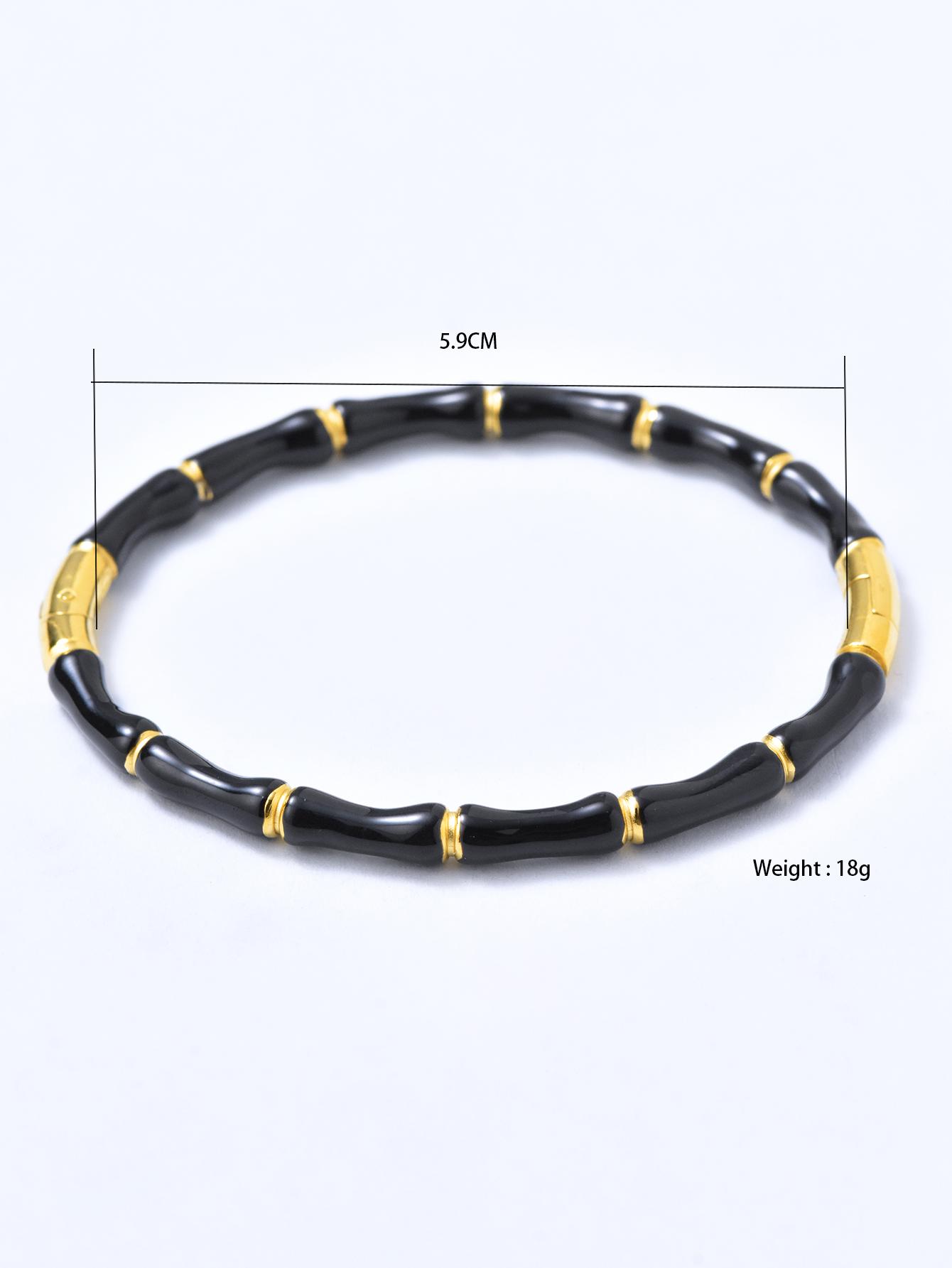 

1 штука Браслет из нержавеющей стали с покрытием из 18-каратного золота, бамбуковый, модный, легкая роскошь, красочный браслет для повседневного аксессуара для женщин