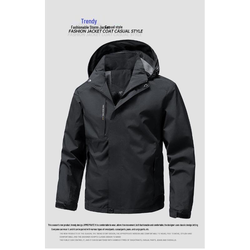 Men's Outdoor Softshell Jacket - Detachable, Windproof & Waterproof, Trendy Mountaineering & Casual Sports Outerwear