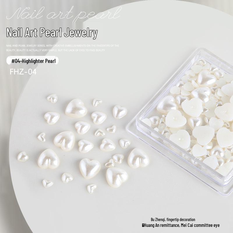 

Nail Art Love Heart & Pearl Mixed Ornaments: 3D Hollow Hearts & Stars DIY Decorations