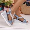 Women's New Fashion Round Toe Peep Toe Solid One-Piece Slip-On Women's Plus Size Wedge Sandals