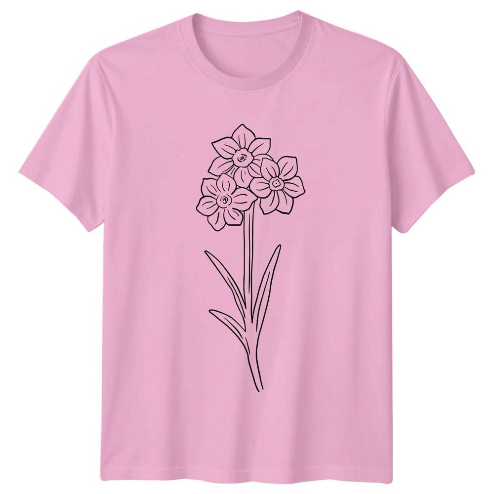 Simple Daffodil Flower Line Art TShirt Botanical Gardening Mothers Day