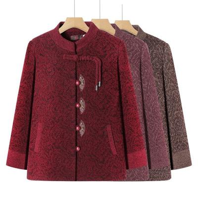 Chinese Woolen Jacket Plush Old Lady Top New Clothes Women