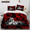 3D Tiger Leopard Wolf Animal Luksusa gultas veļas komplekts, Segas segas gultas komplekts Segas pārvalks spilvendrāna, Karaļa izmēra gultas veļas komplekts