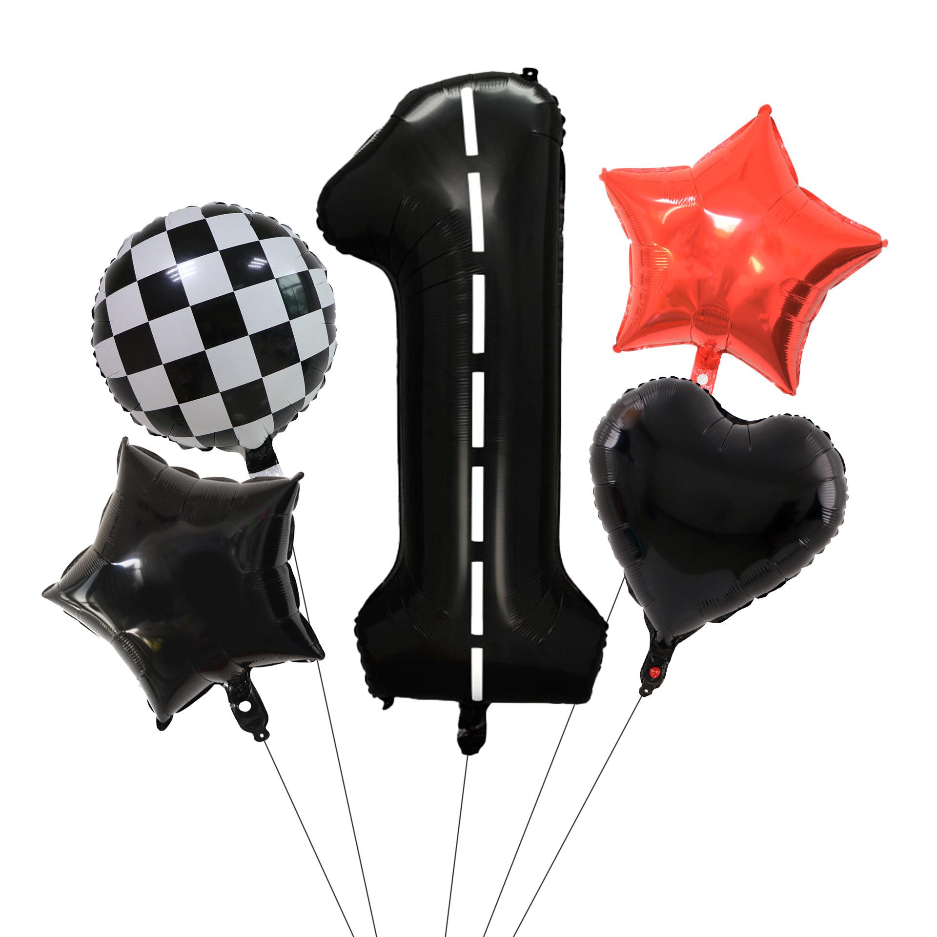 Racing Theme Track Digital Aluminum Film Balloon First Birthday Party Decoration Balloon Set Decoration Digital 1 set