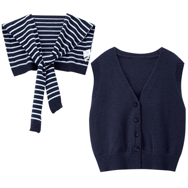 Women s Striped V-neck Knit Vest One Size