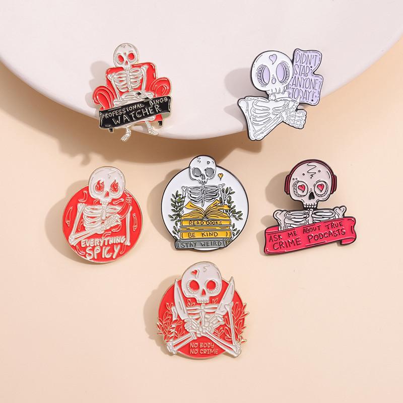 Unique Skull Letter Brooch For Halloween Festivities Stylish Punk Metal Pin