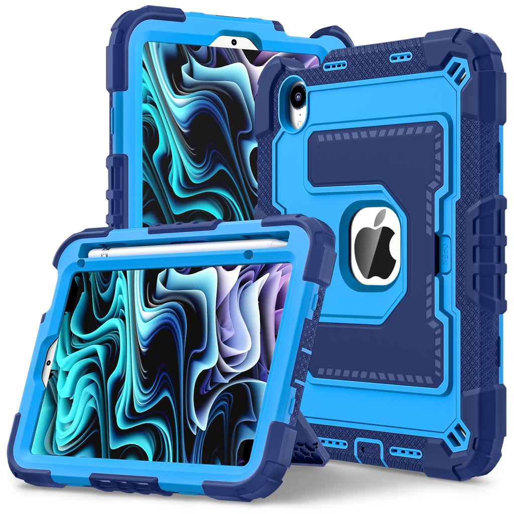 For iPad Mini (2024)/(2021) Anti Drop PC+Silicone Tablet Cover with Kickstand and Pen Slot