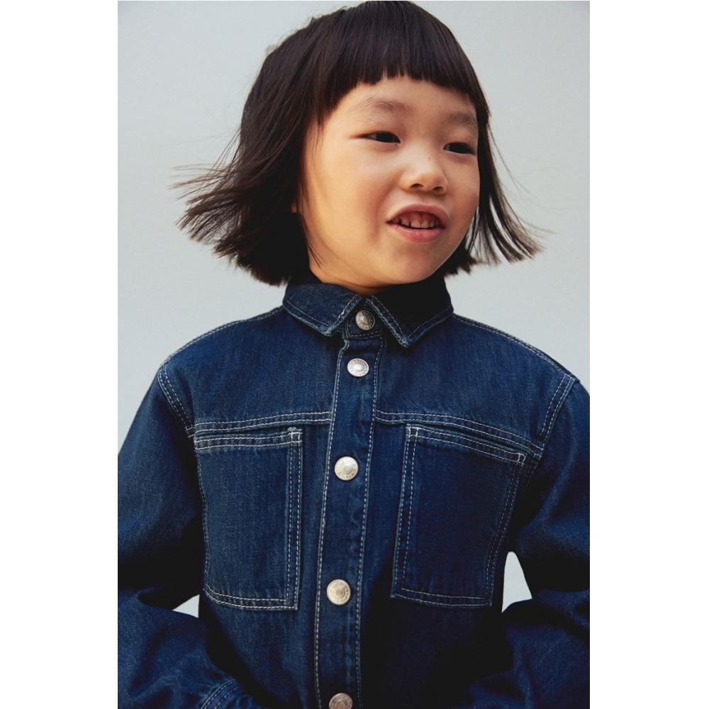 

Джинсовая куртка-рубашка HM Темно-синий деним