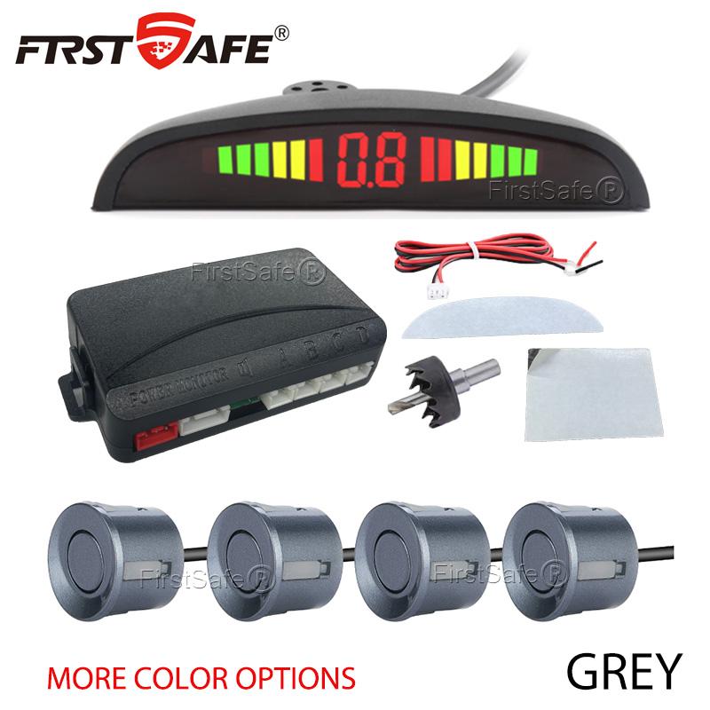 FirstSafe Car Parking Sensor Kit LED Display With 22mm 4 Sensors Radar Detector System Universal All Car