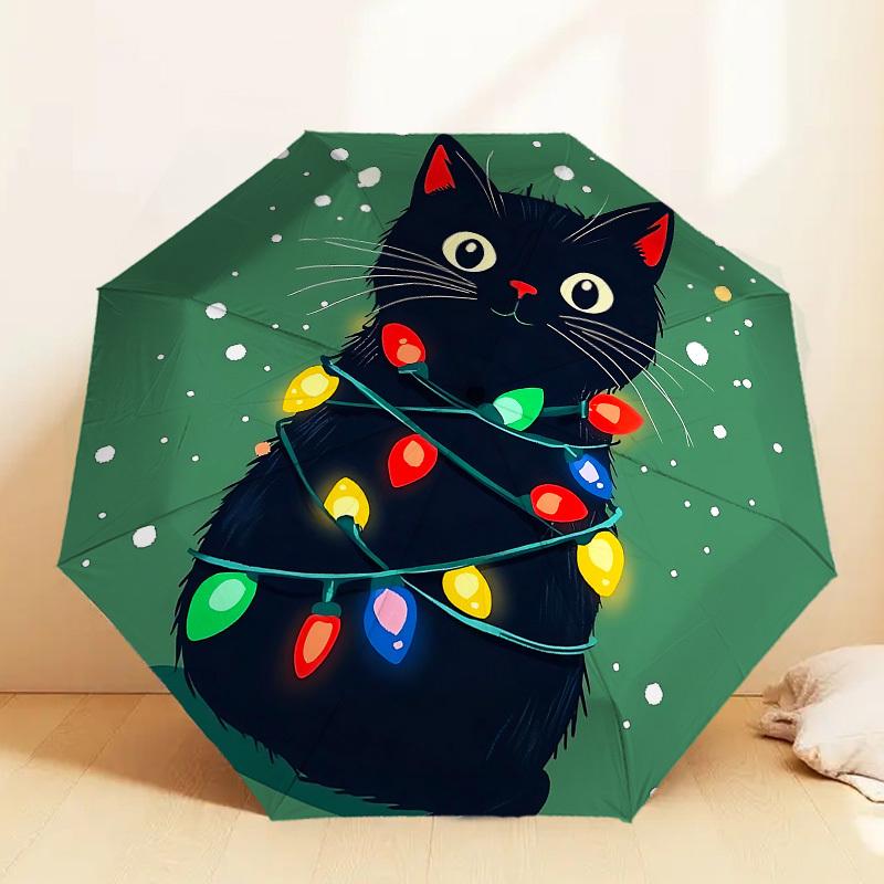 Christmas Cat Lights Umbrella: - Automatic Opening & Closing, A Festive Gift for Outdoor Adventures 130