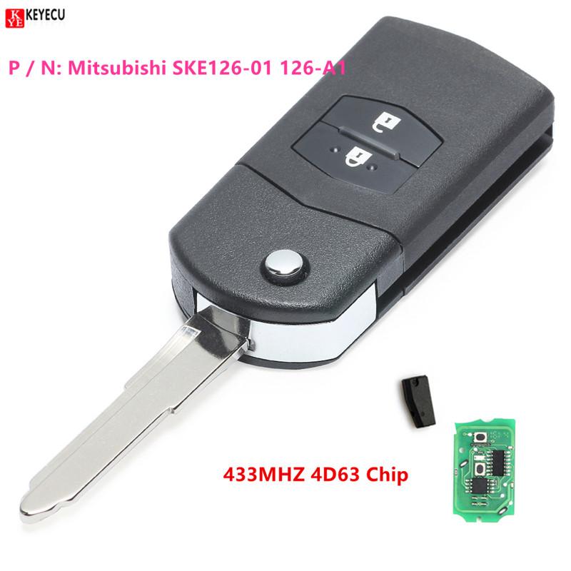 Keyecu SKE126-01 SKE126-A1 2 Buttons 433MHz 4D63 Chip For Mazda 2 3 5 6 MX5 RX8 CX7 2007 2008 2009 2010 Flip Remote Car Key Fob