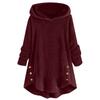 Giacca Top da Donna Casual con Cappuccio, Larga, con Orlo Arricciato e Bottoni Solidi in Peluche, Lunghezza Media