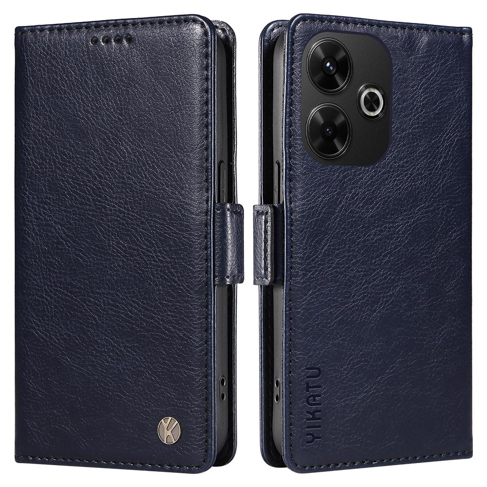 

YIKATU YK-007 For Xiaomi Redmi 13 5G/13 4G Anti-Scratch PU Leather Stand Phone Case Wallet Phone Cover Sapphire