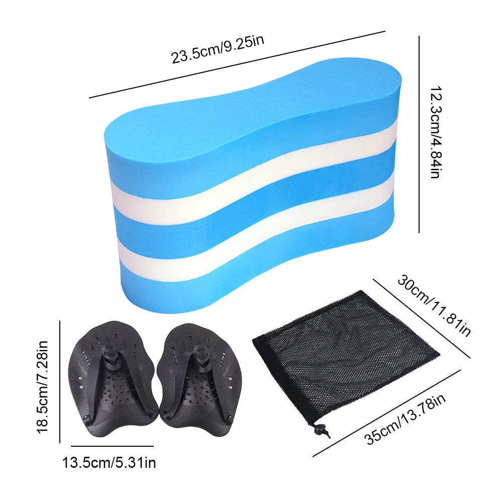 Schwimmtraining Pull Buoy Verstellbarer Riemen Handpaddles mit Netztasche Schwimmtrainingsausrüstung Leichtgewicht für Männer Frauen