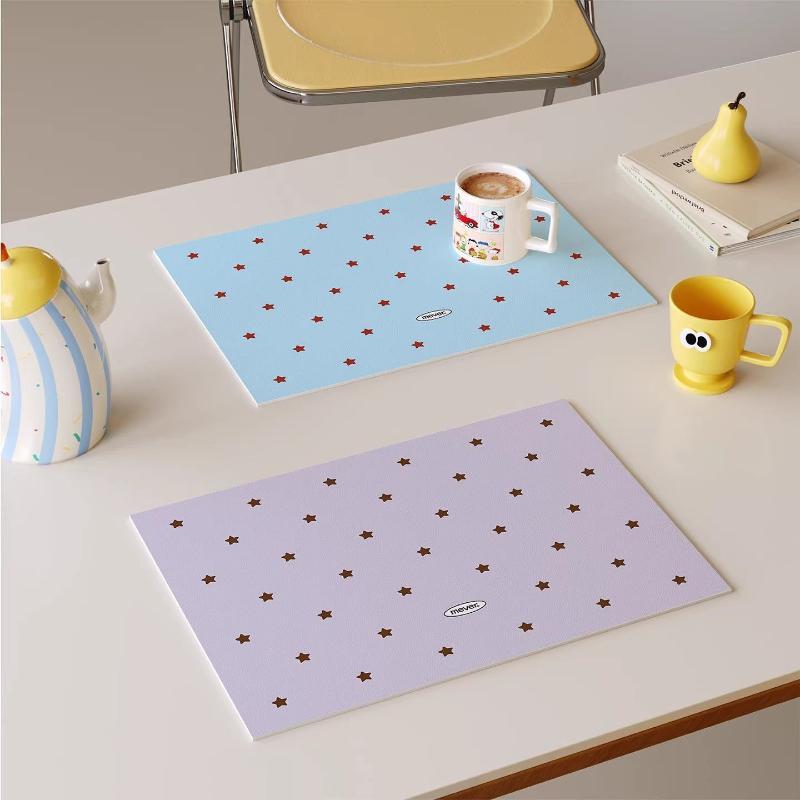 Cute Star Print Waterproof Placemat Heat Resistant Anti Slip Perfect For Kitchen Dining Table Coffee Table Decor