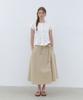 CLUNY Wide Tie Flare Long Skirt - Beige