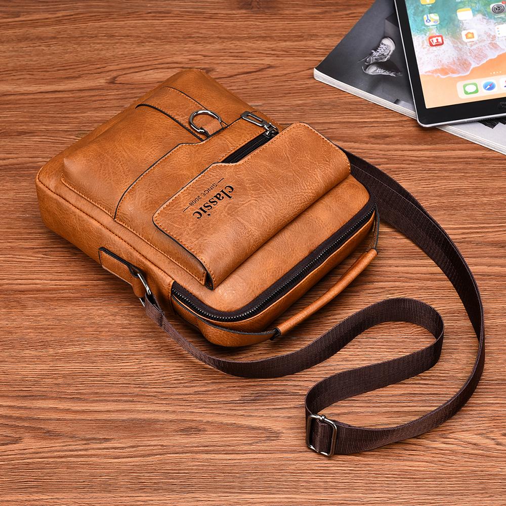 WEIXIER Men's Messenger Bag Leather Crossbody Shoulder Bag Classic Waterproof Briefcase Satchel Travel Bag