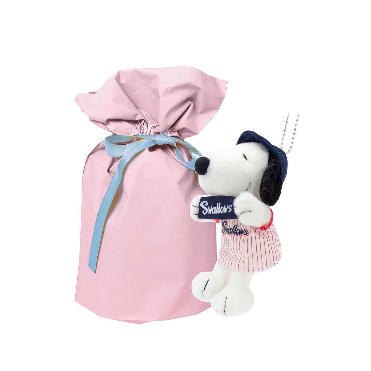 Yoshitoku Snoopy Plush Strap total Official Licensed Product of the Tokyo Yakult Swallows of the 12 professional baseball Comes in a gift bag Pink