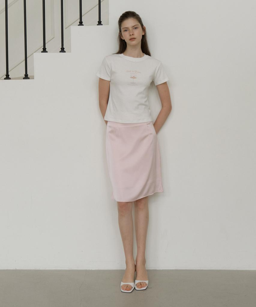 Riorg Gir Satin Midi Skirt Pink
