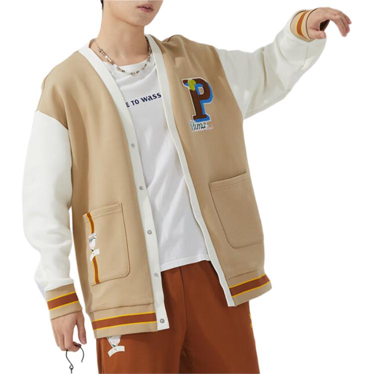 Puma Color Block Casual Long Sleeve Jacket Unisex Jacket Khaki 625798-83