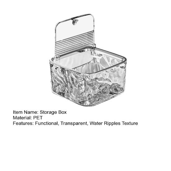 Transparent Desktop Bin Hair Accessories Case Water Ripple Jewelry Organizer with Press Open Lid Storage Box for Dressing Table Office
