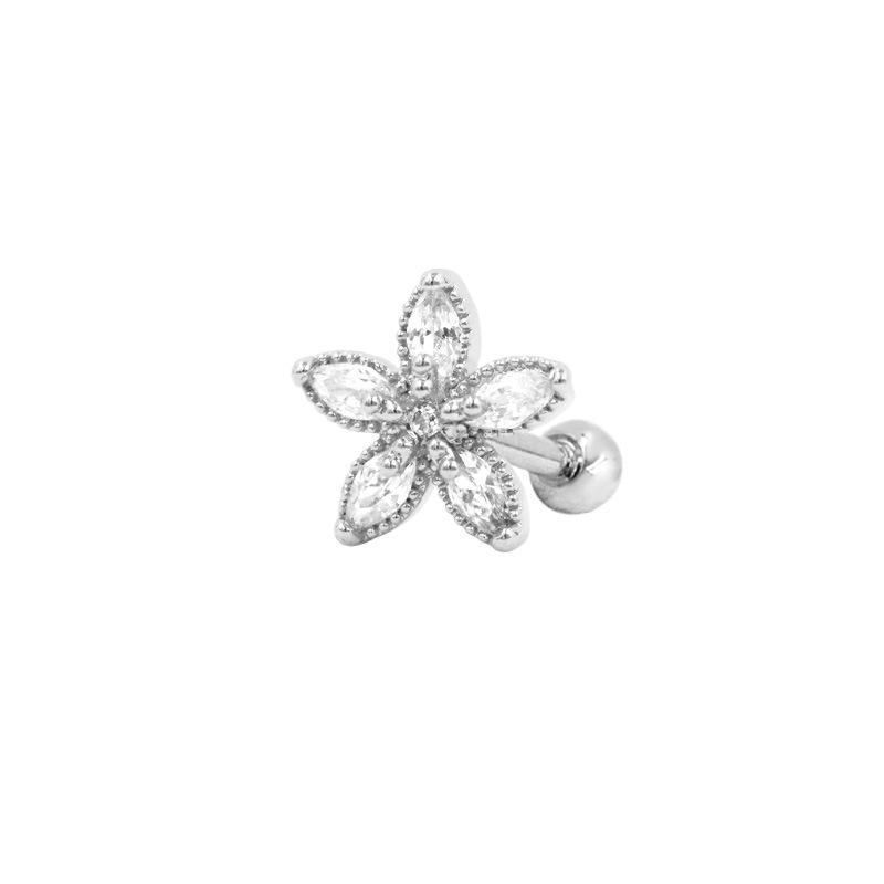 Gaibei 3D Flower & Heart Zircon Ear Studs - European/American Style