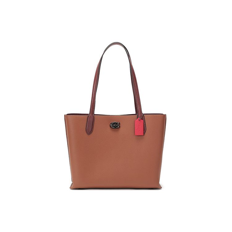 

Coach Willow 35 Large Capacity Leather Tote Bag Women Tote Bags Saddle-Brown C0692-V5MBV Basic Set (Bag+Dust Bag)
