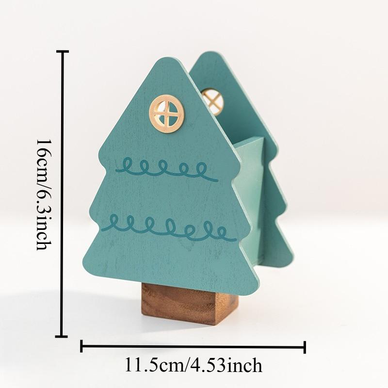 

1 шт. Деревянная подставка для ручек в виде рождественской елки, органайзер для кистей для макияжа, настольный ящик для хранения для детей, мальчиков, девочек, практичный подарок