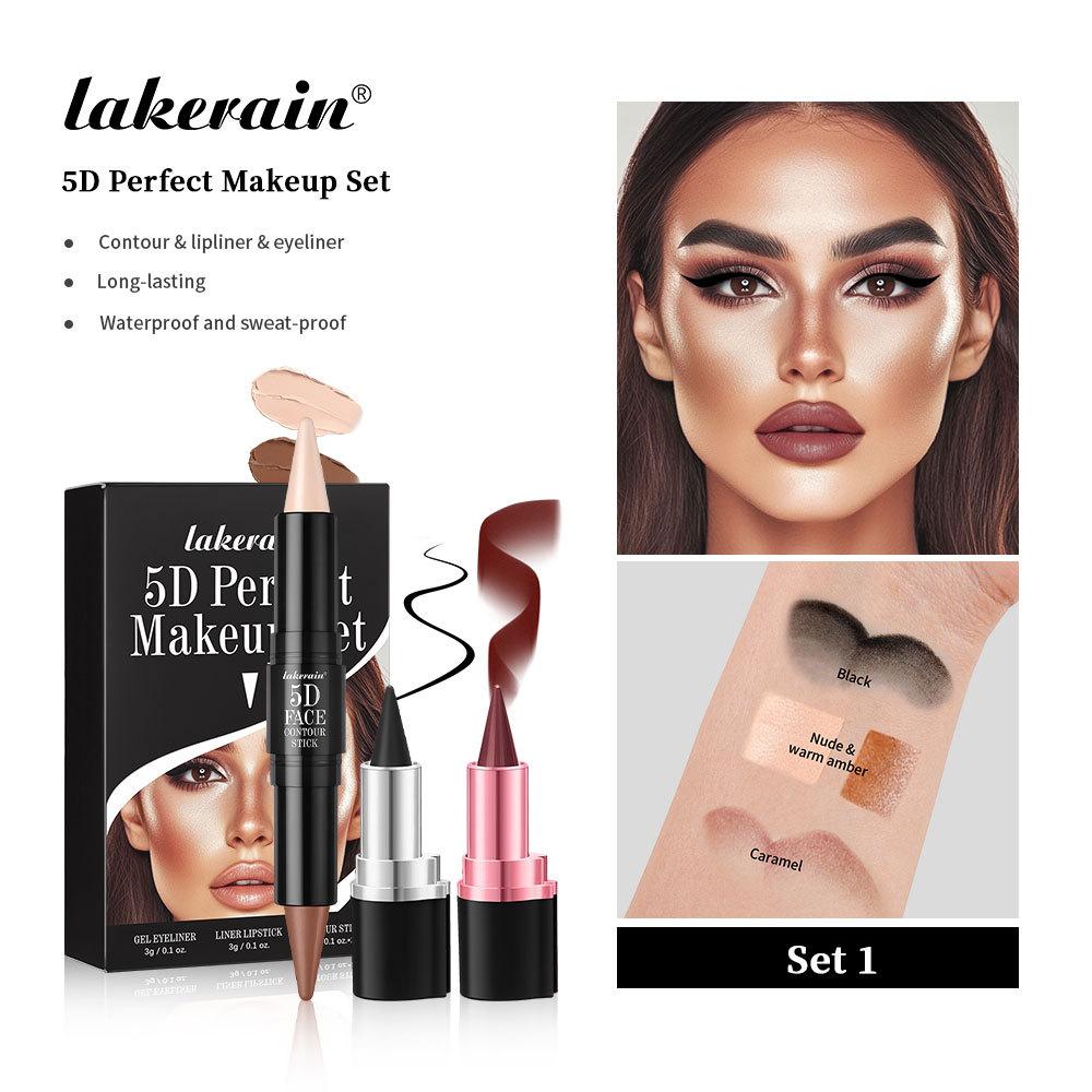 

Lakerain 3 шт. 5D Face Matte Velvet Makeup Set Стойкий цветной водостойкий потостойкий естественный контурный карандаш