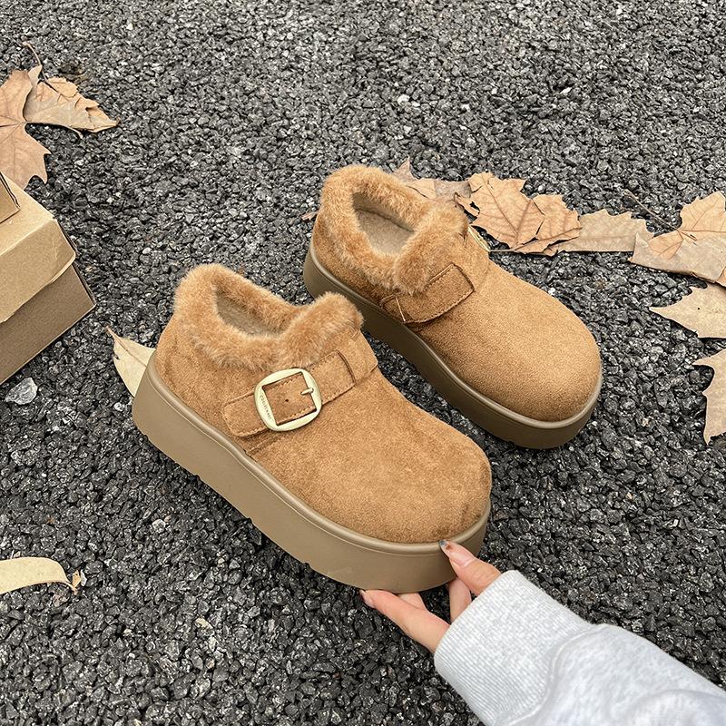 

Women s soft elastic thick bottom heightening winter fur one warm cold padded snow boots non-slip wear casual sports cotton boots fur shoes 40 верблюд