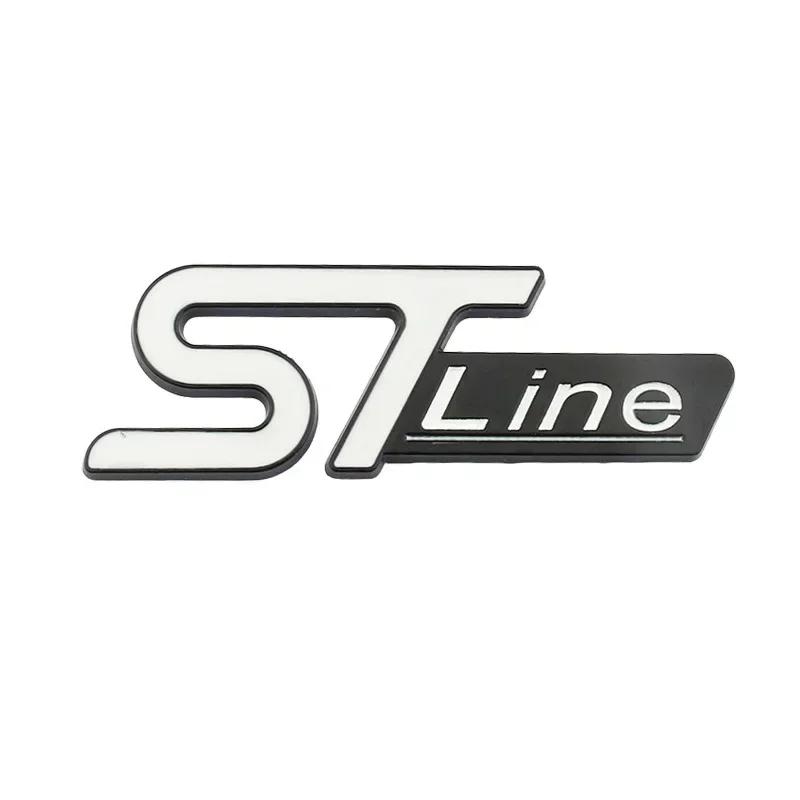 nlbn7 For FORD ST LINE Logo Front Grill Emblem Badge Car Rear Trunk Sticker Decals Focus Kuga Fiesta Mondeo ESCAPE Ecoboost