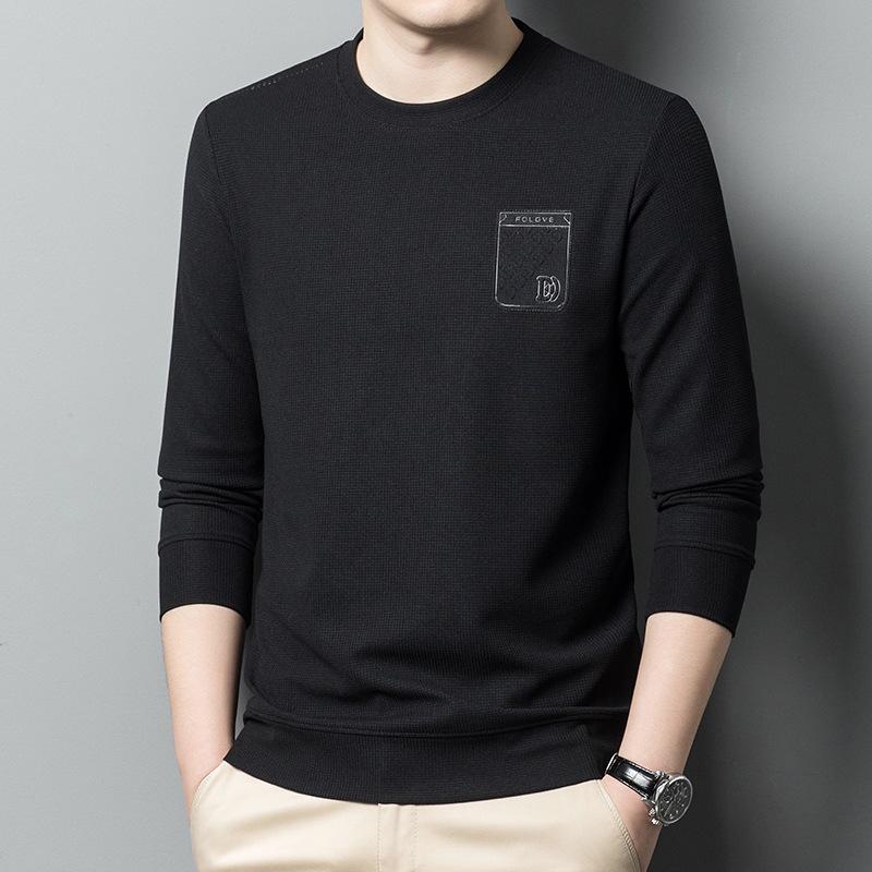 Spring and Autumn New Men's Round Neck T-Shirts for Young and Middle-aged Casual Trendy Sweaters Bottoming Shirts