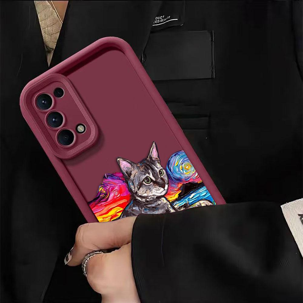 Vintage Oil Painting Cat Phone Case For Realme 15 15T 7 7I 8 8I 9 11 12 Lite 13 14 5 5I 6I 5S Plus NARZO 50 50A PRIME Cover Case