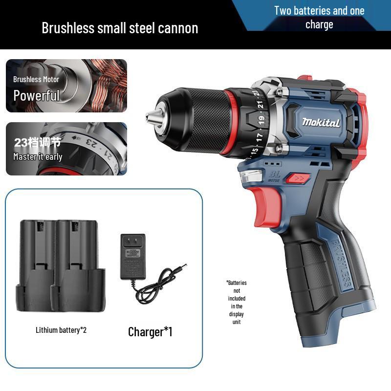 Brushless Electric Drill & Screwdriver with Double Speed & Lithium Battery