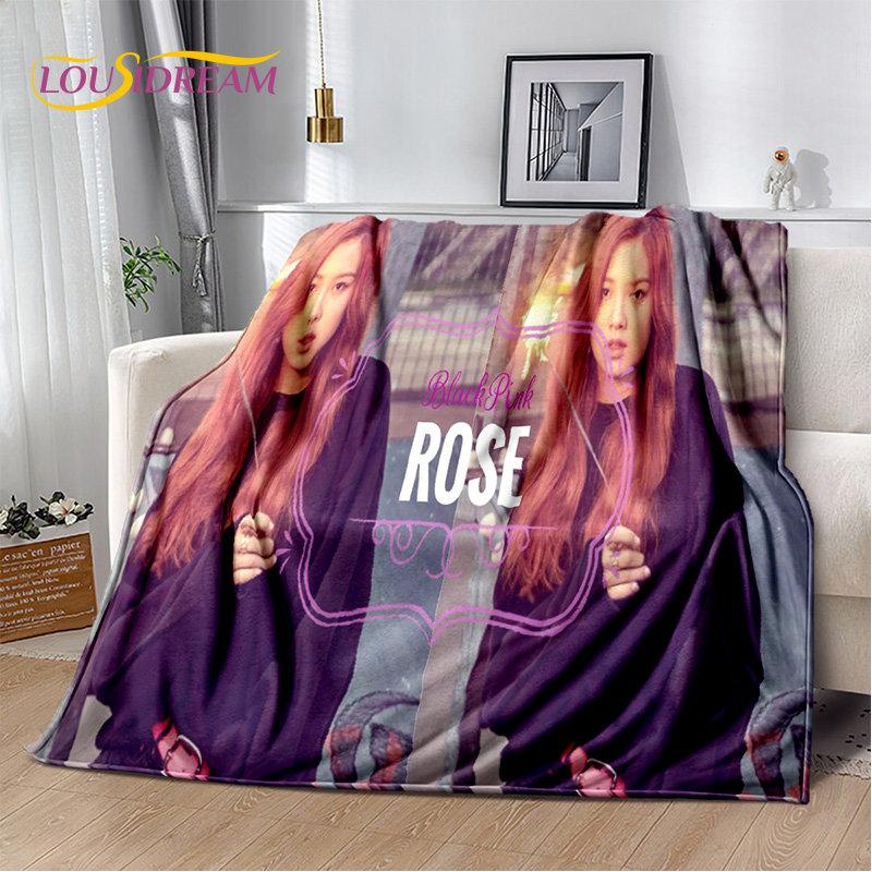 3D B-Black Pink LISA JISOO JENNIE ROSE Kpop Soft Plush Blanket,Flannel Blanket Throw Blanket for Living Room Bedroom Bed Sofa HD 75x90cm