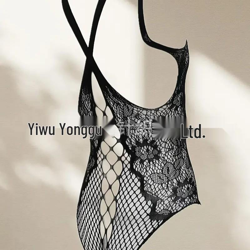 Sexy durchsichtiges Uniform-Dessous-Set für Herren in Übergröße mit Netzstrümpfen.