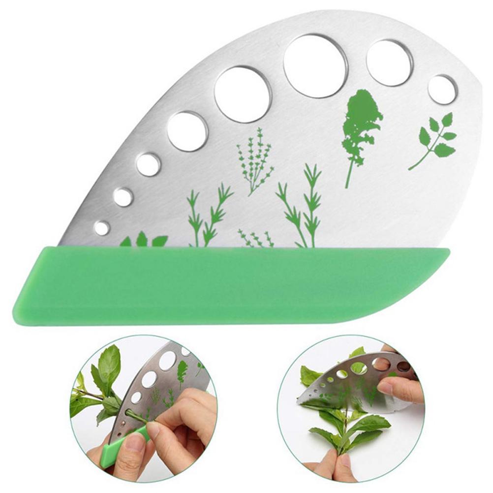 9 Hull Urtestripper Rustfritt Stål Urtebladstrippeverktøy med Beskyttelsesdeksel