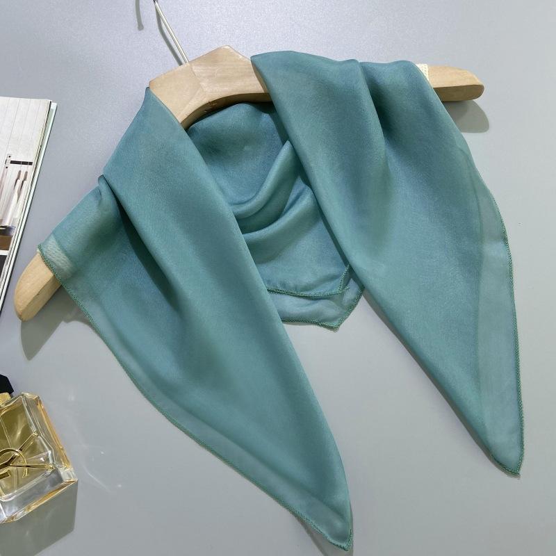 

Шелковый однотонный шарф для защиты шеи осенью и зимой, шарф для мамы, марлевый шарф, тонкий шарф из тутового шелка, маленький квадратный шарф для женщин