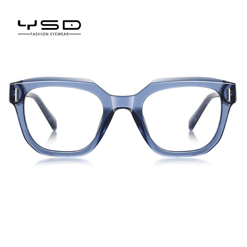 LS009 Retro Flat-Top Men's Large Frame TR Eyeglasses with Spring Hinges, Korean and European American Style