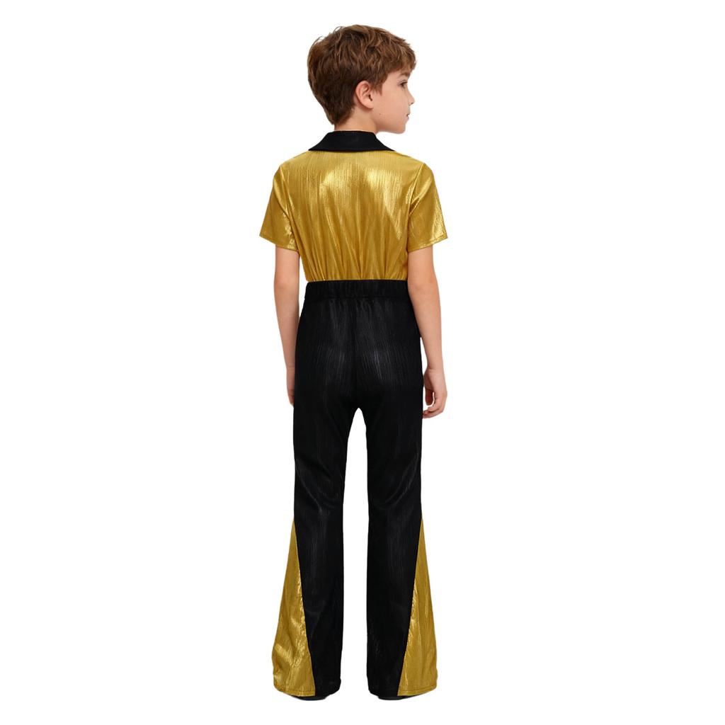 Хлопчачий ретро-костюм для диско-вечірки в стилі 70-х Кольорова сорочка Розкльошені штани Комплект для виступів