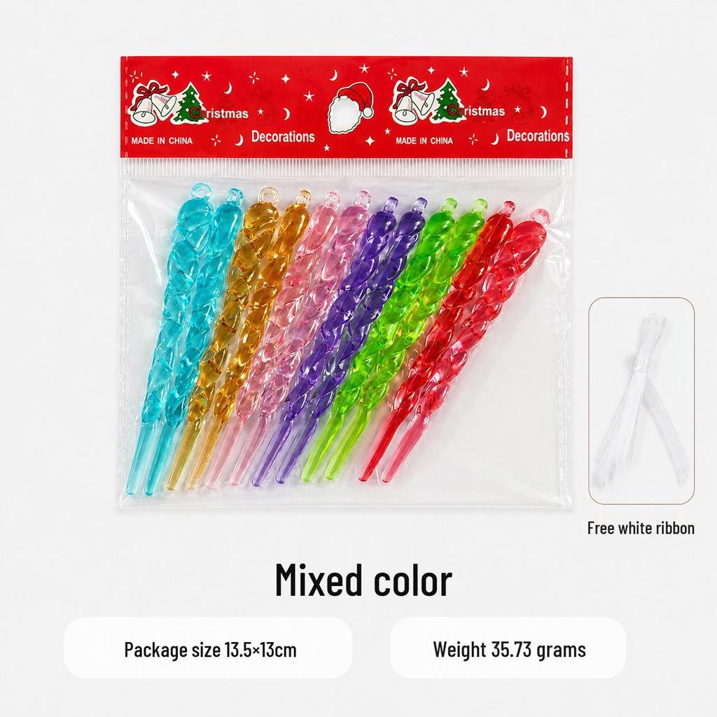 Acrylic Snowflake Ice Strips Hanging Christmas Tree Decoration Set